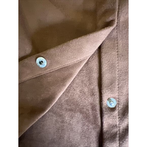 Coldwater Creek Snap Front Faux Suede Shirt Brown Women's 1X - Picture 4 of 6